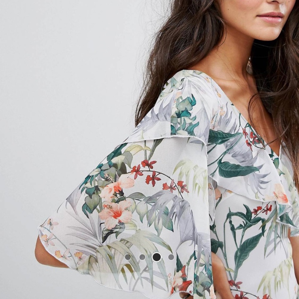 Asymmetric Floral One Shoulder Midi Dress - Picture 3 of 7